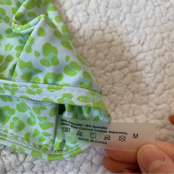 Shein Animal Prints Green Swim Top - Picture 6 of 7